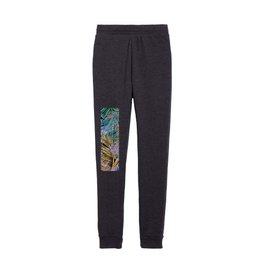 Tropical Gold Palm Leaves Colorful Black Design Kids Joggers