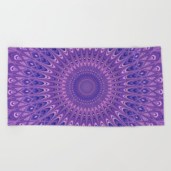 Purple mandala 2 Beach Towel