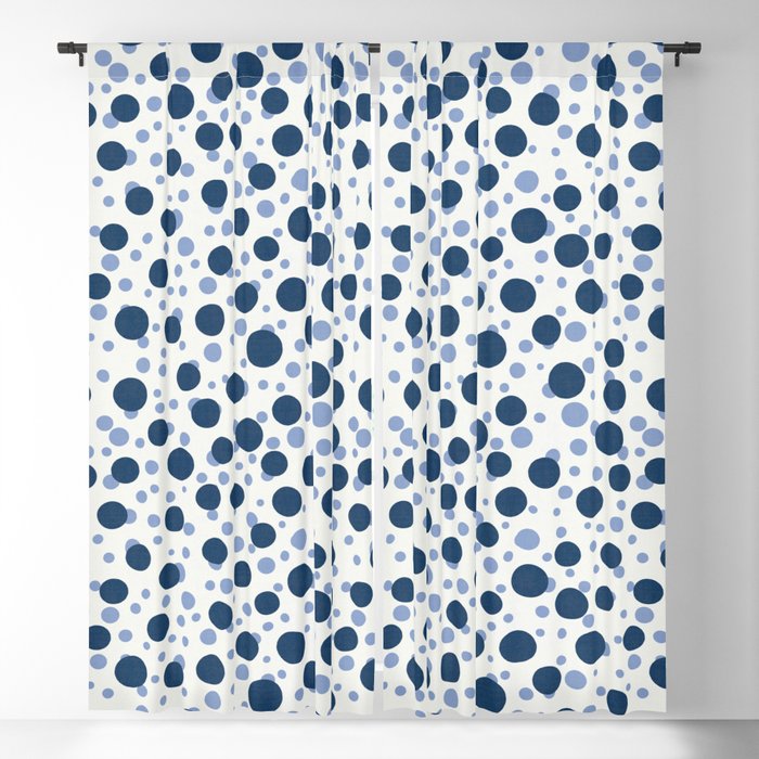Blue Dots On White Blackout Curtain