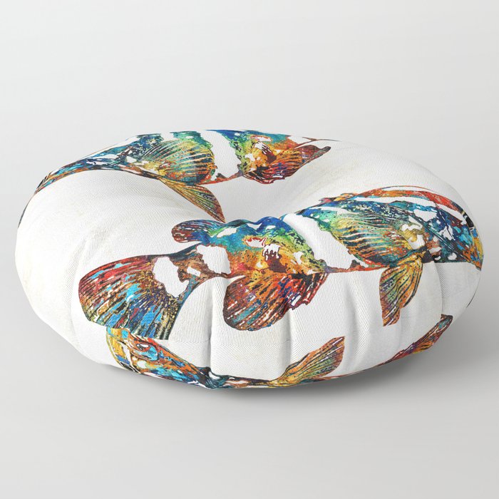 Colorful Grouper 2 Art Fish by Sharon Cummings Floor Pillow