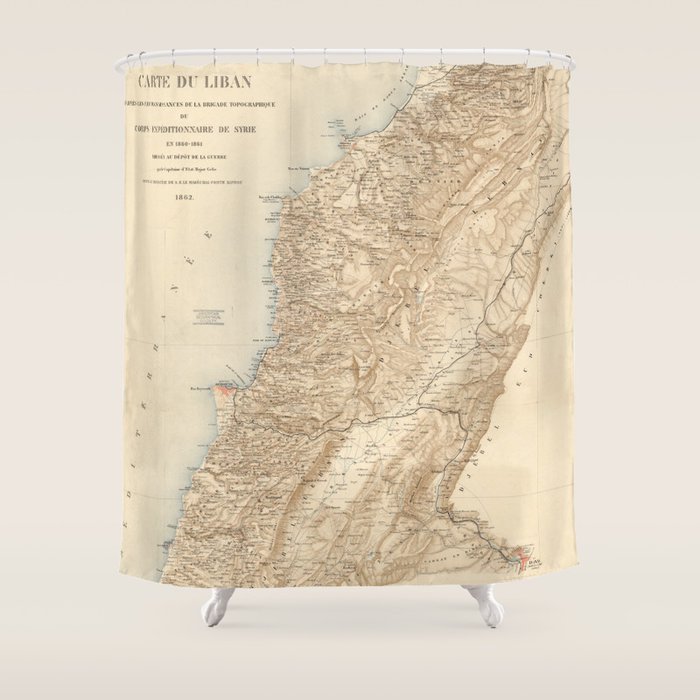 Vintage Map of Lebanon (1862) Shower Curtain by BravuraMedia Society6