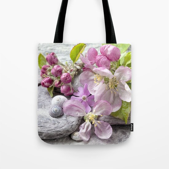 Appleblossom and shell still life Tote Bag
