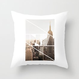 NY Skyline Graphic Souvenir Gift with Vintage Typography Throw Pillow