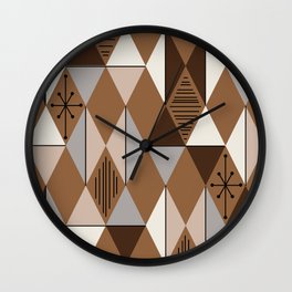 Atomic Age Art Diamonds Coffee Brown Wall Clock