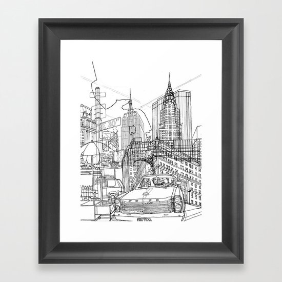 New York! B&W Framed Art Print
