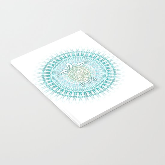 Turquoise Green Turtle And Mandala Notebook