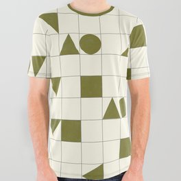 geo shapes-olive All Over Graphic Tee