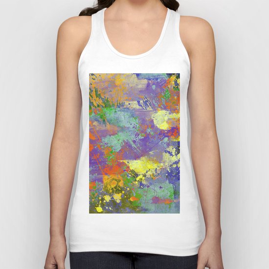 Signs Of Life - Vibrant, random paint splatter multi coloured abstract Unisex Tank Top