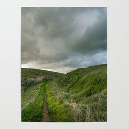 Hiking with a Storm on the Horizon Poster