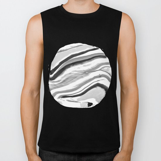 Shadow of Ourselves Marbling Marble Circle World Black and White Biker Tank