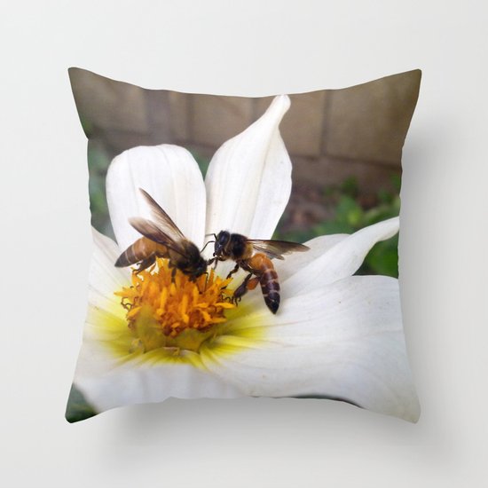 Bees at Work Throw Pillow