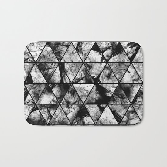 Triangular Whispers - Black and white, geometric abstract Bath Mat