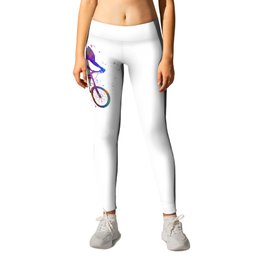 Watercolor bmx racing cyclist -13 Leggings | Bmx, Racer, Cyclist, Poster, Digital, Color, America, Watercolor, Graphicdesign, Cycling 