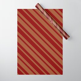 [ Thumbnail: Dark Red and Sienna Colored Lines/Stripes Pattern Wrapping Paper ]