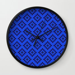 Blue Aztec Wall Clock