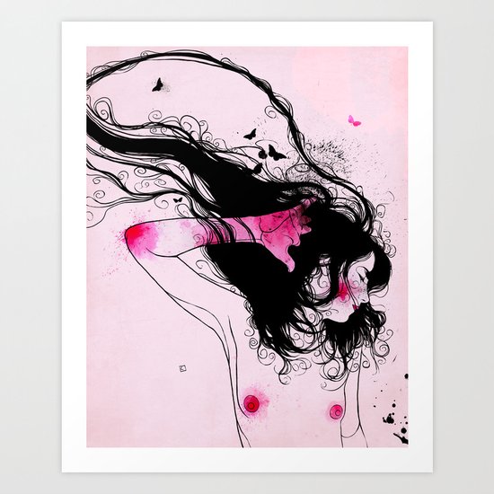 MARIPOSA ROSA Art Print