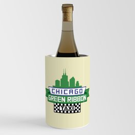 Chicago Green Ribbon Taxi Logo - Fan Art illustration Wine Chiller