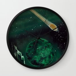 Copper Colored Comet Cometh Wall Clock | Atmospheric, Aura, Vapors, Scary, Aerosol, Fireball, Stars, Space, Fallingstar, Painting 