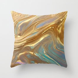 Gold Holographic Opal Stone Trendy Collection Throw Pillow