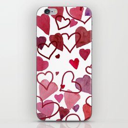 Watercolour Hearts Red iPhone Skin