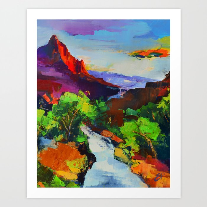 ZION - The Watchman and the Virgin River Art Print