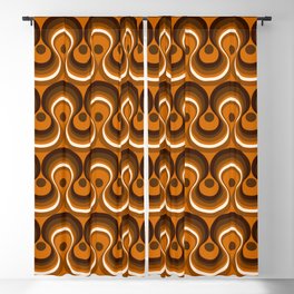 Brown, Orange & Ivory Wavy Lines Retro Pattern Blackout Curtain