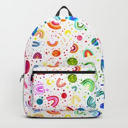 Rainbow Outer Space White Backpack