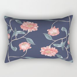 Chrysanthemum Navy Wallpaper Rectangular Pillow