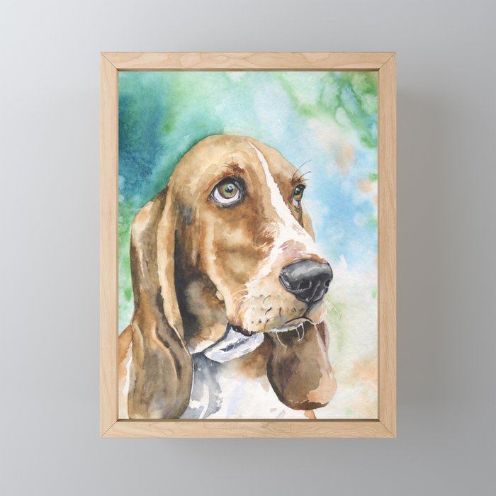 Bassett Hound Watercolor | Pillow Cover | Dogs | Home Decor | Custom Dog Pillow | Dog Mom | Hound Framed Mini Art Print