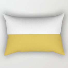 Mustard Yellow and White Minimalist Color Block Solid Half and Half Rectangular Pillow