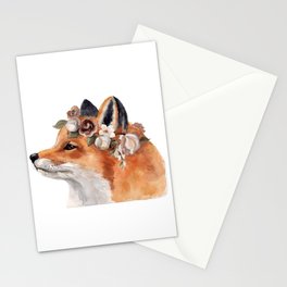 Watercolor Cute Clipart Forest Animal Fox Stationery Card