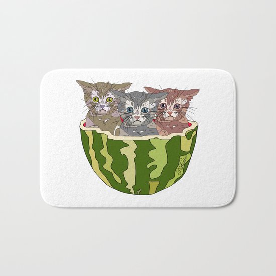 Watermelon Cats Bath Mat
