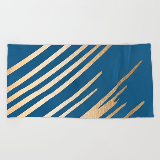 Swish - Orange Sherbet Shimmer on Saltwater Taffy Teal Beach Towel