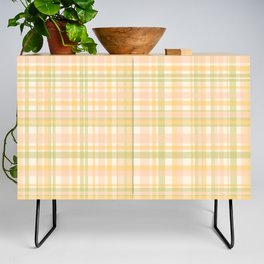 Pale Spring Plaid Pattern in Light Green Blush Yellow Cream Credenza