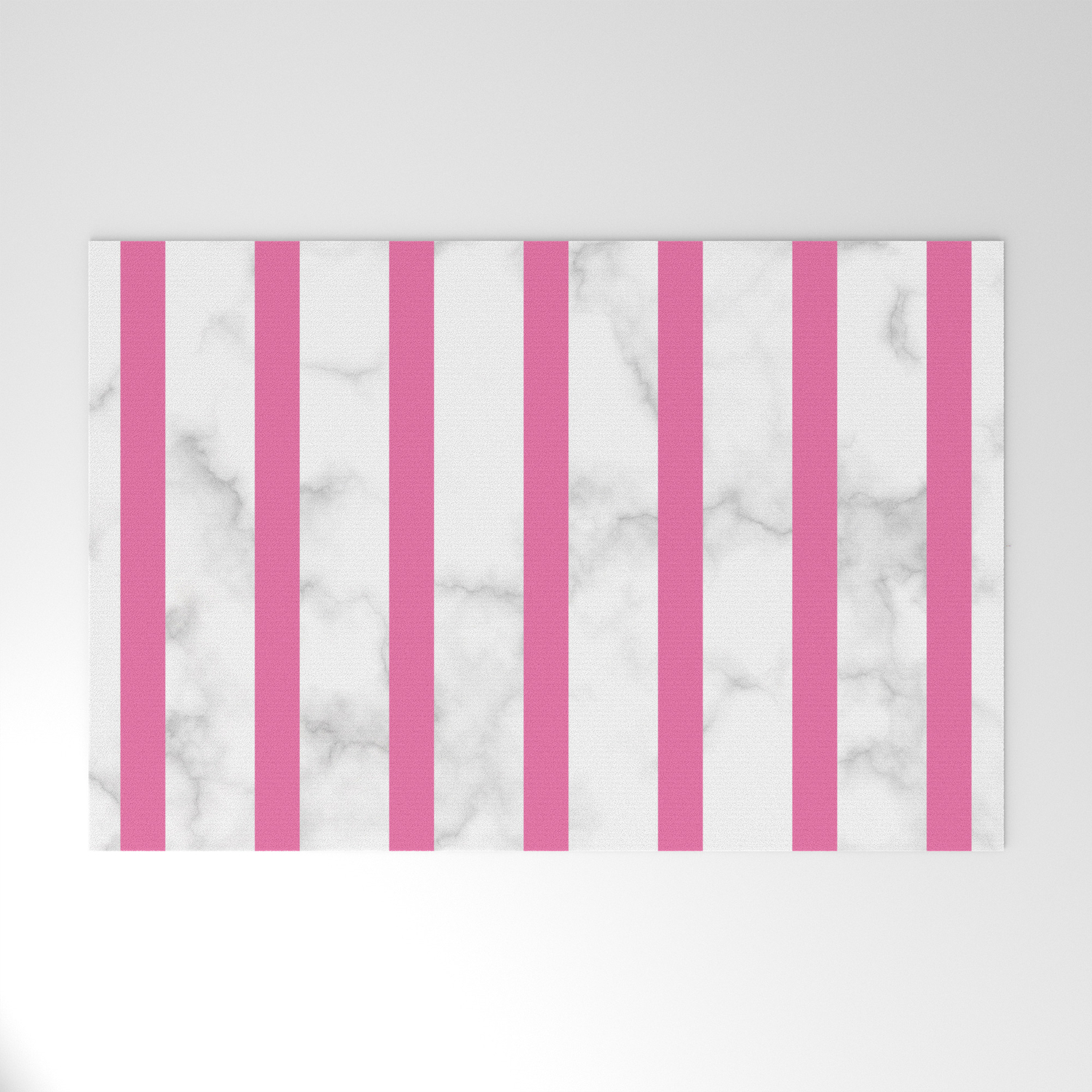 Marble Vertical Stripe Pattern Pink Welcome Mat By Rayowag Society6