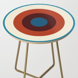 Maroon, fire brick, antique white, dark cyan, teal concentric circles Side Table