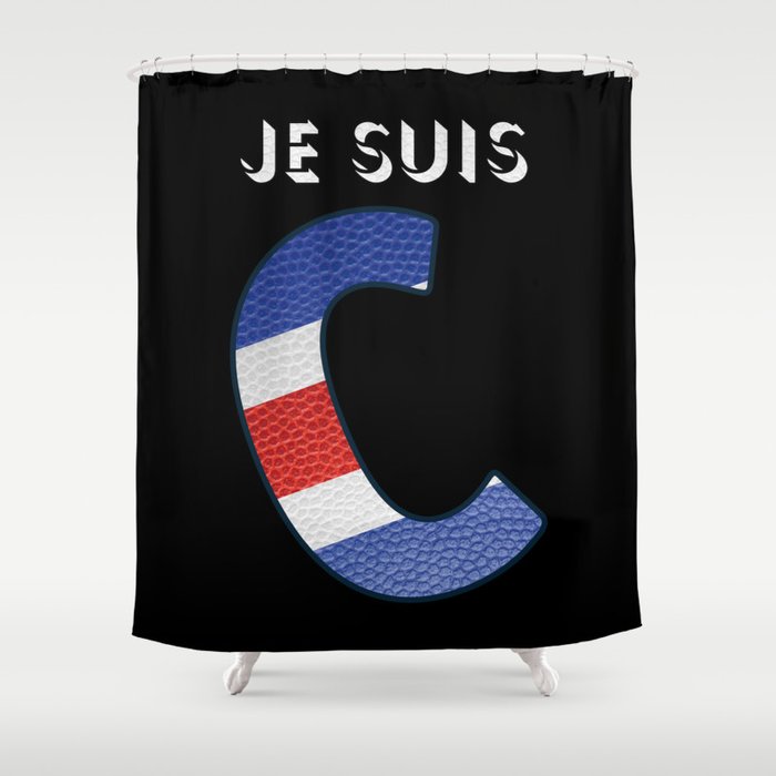 Je Suis Charlie Navy Alphabet Leather Shower Curtain By