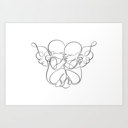 Twin Angel Babies - Line Art Art Print | Preemie, Stillborn, Bornsleeping, Miscarriage, Funeral, Twins, Premature, Drawing, Angel, Infantloss 