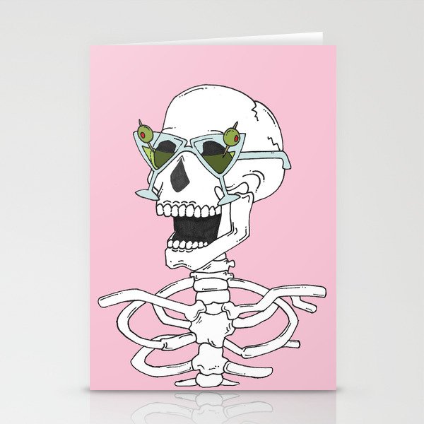 Martini Glasses Skeleton Stationery Cards
