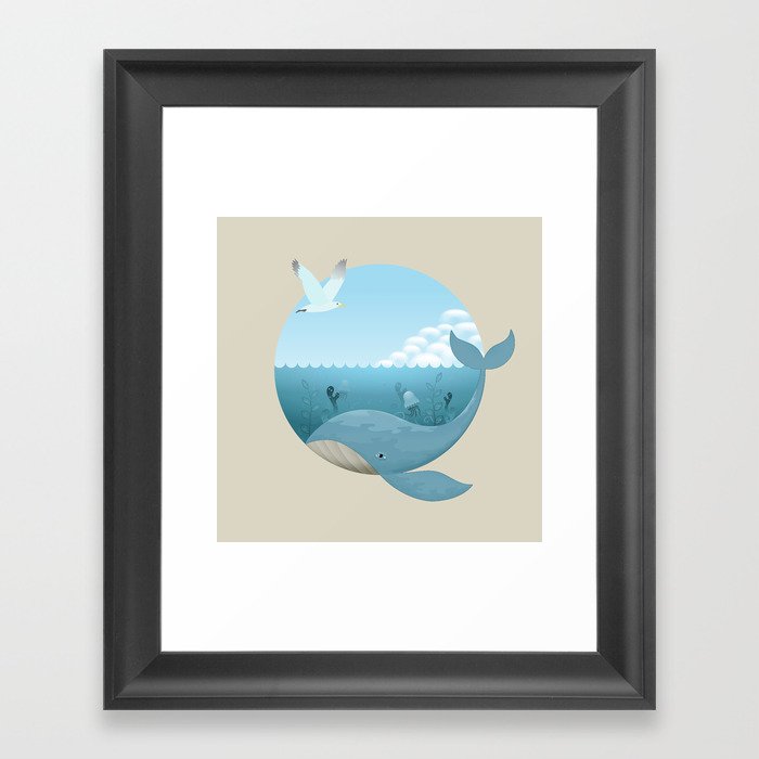 Whale & Seagull (US and THEM) Framed Art Print