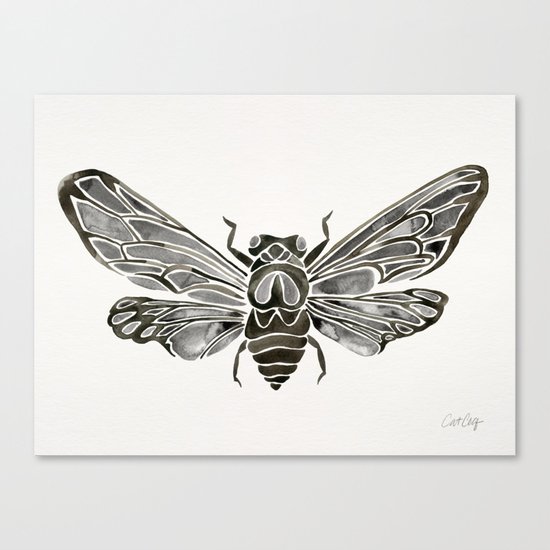 Summer Cicada – Black Palette Canvas Print