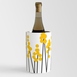 Hello Spring! Yellow/Black Retro Plants on White #decor #society6 #buyart Wine Chiller