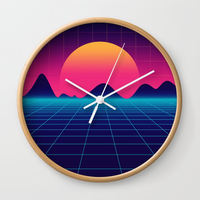 Throwback Sunset Synthwave Wall Clock