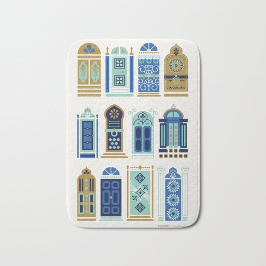 Moroccan Doors – Blue & Gold Palette Bath Mat