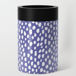 Handmade Polka Dot Paint Brush Pattern (White/Pantone Very Peri) Can Cooler