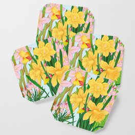  Remix Japanese Woodblock Painting of  Daffodil  by Tanigami Konan Coaster
