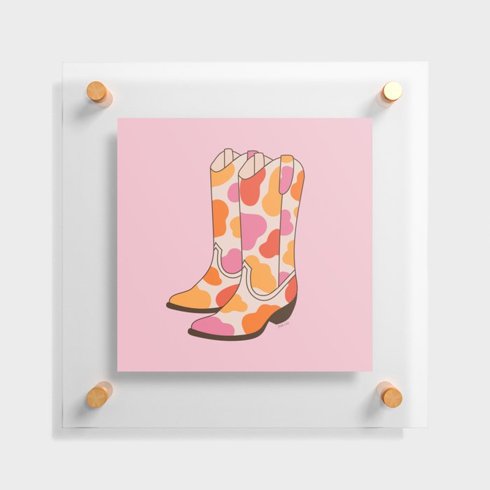 Western Cowgirl Boots Cute Pink Cowboy Floating Acrylic Print