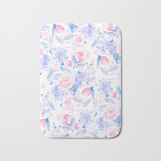 Scattered Lovers Blue on White Bath Mat