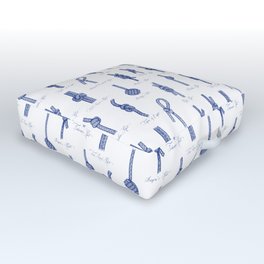 Nautical Knots (White and Navy) Outdoor Floor Cushion