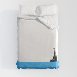 Simple Freedom - Beachy Blue Modern Sailboat Art Duvet Cover